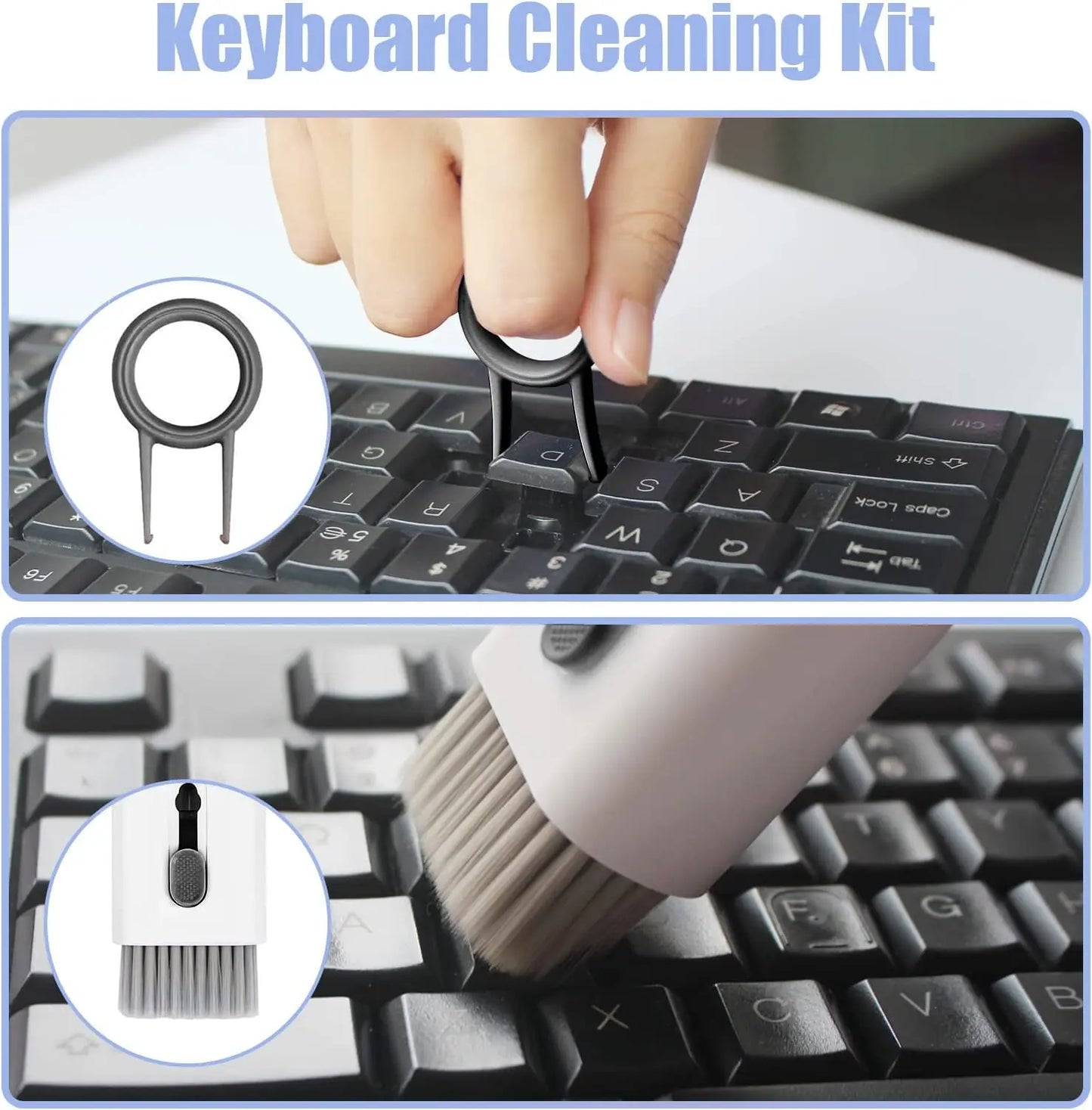 7-In-1 Cleaning Kit Computer Keyboard Cleaner Brush Earphones Cleaning Pen for Headset Phone Cleaning Tools Keycap Puller Set